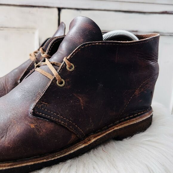 Clarks Originals Brown Leather Beeswax Desert Boots - Mens Size 11 - Picture 3 of 8